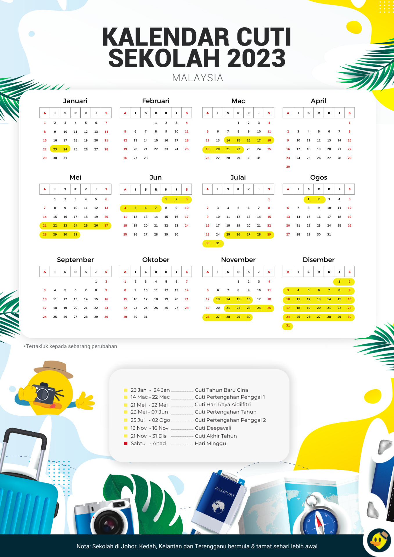 Kalendar Cuti Sekolah Malaysia 2023 © Letsgoholidaymy